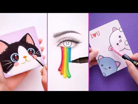 12 Easy Creative Art Hacks When You’re Bored || Art Ideas || painting for Beginners
