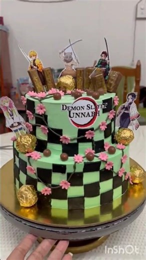 Demon slayer theme cake 🎂 #viral #cake #shortsvideo #thesistersquad