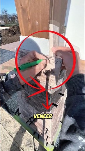Perfect Column Stone Cladding Tutorial | Easy Exterior Decoration Using Adhesive Trowel Tool.