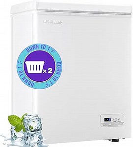 Chest Freezer, Small Deep 4.0 Cubic Feet White Freezing Machine, Compact Top Open Door with Electronic Panel, Temp Range -12 ℉ to 50 ℉, Two Storage Wire Baskets, Manual Defrost