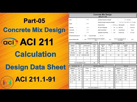 Concrete Mix Design Calculation | Design Data Sheet | ACI 211.1-91