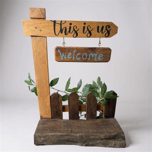 Handmade Wooden Welcome Flowerpot Holder – Rustic Home, Garden Decor, Personalization Wooden Sign, Farmhouse Style Entryway Decoration - Etsy