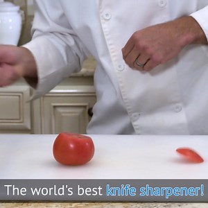 Sharpen your knife in seconds! With the Bavarian Edge™, you can now cut through foods quickly, effortlessly and properly...without having to deal with the inconvenience or mess of sharpening old-fashioned knives by hand! Get your own Bavarian Edge™ knife sharpener now! | BulbHead
