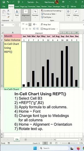 Vertical In-Cell Bar Chart - Excel Tips and Tricks #shorts