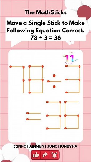 Math-Stick Challenge 83 | Matchstick Puzzle | Basic Math Puzzles With Answers | #shorts #viralshorts