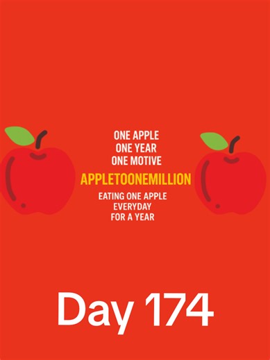 🍎 Day 174 – Eating an Apple Everyday For One Year | AppleToOneMillion Day 174 — almost 175. 🍏 Apple Fact: Apples were once called “winter bananas” in Europe. 💬 Comment “Day 174 locked in” 🔔 Don’t miss Day 175