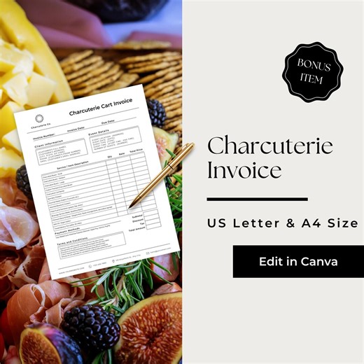 Charcuterie Invoice Template, Catering Invoice Template, Mobile Cart Invoice, Editable Food Business Invoice, CHR101-1 - Etsy