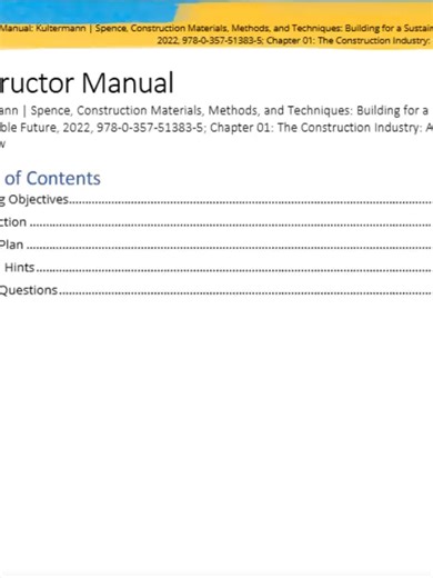 Construction Materials, Methods & Techniques 2026 🔥 Instructor Manual | Complete Verified Study Resource Studying Construction Materials, Methods & Techniques in 2026? 🏗️📐 This complete, verified study resource is designed to help you master core construction concepts, understand building systems, and confidently prepare for quizzes, exams, and project assessments 💪🔥 If you’re working through material properties, construction processes, structural systems, or site work principles, this guid