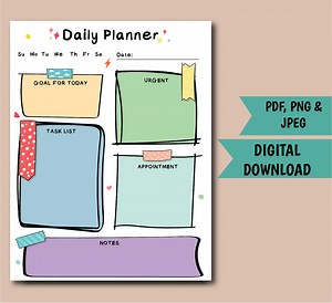 Daily Planner Printable | Simple Organizer (digital Download A4 Size) - Etsy UK