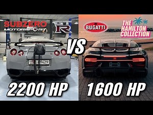 2200 HP Nissan GT-R R35 gegen 1600 HP Bugatti Chiron Super Sport : HALF MILE RACE
