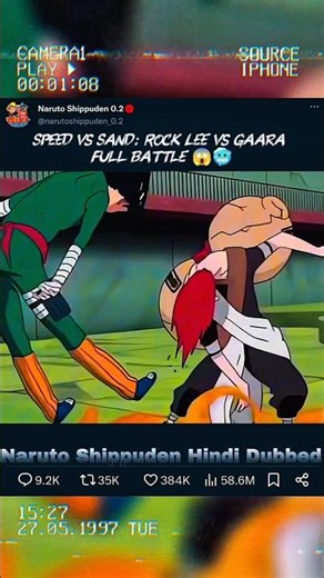 Speed vs Sand: Rock Lee vs Gaara Full Battle #youtubeshorts