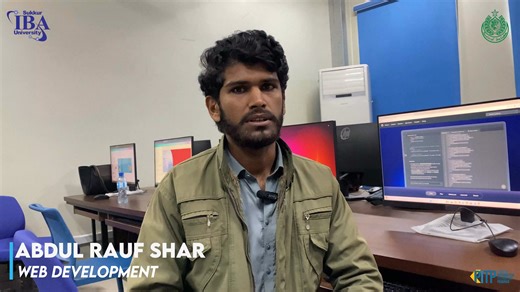 Abdul Rauf Shar, a Web Development student at Sukkur IBA University, shares his experience in this testimonial video under the People’s Information Technology Program (PITP). In his testimonial, he talks about how the PITP programme helped him build a strong foundation in web development through practical learning, supportive instructors, and a professional training environment. He highlights how the hands-on approach enhanced his technical understanding, confidence, and problem-solving skills, 