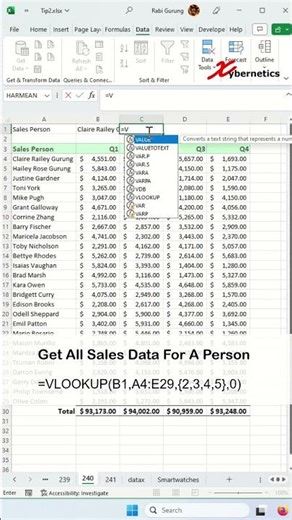 Can you use VLOOKUP to sum values? - Excel Tips and Tricks #shorts