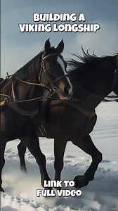 Viking Horses Drag Timber Through the Snow for a Longship