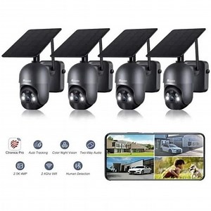 Ctronics Lot de 4 Caméra Surveillance WiFi Extérieure avec Panneau Solaire Caméra S20 2K 4MP sans Fil sur Batterie Rechargeable Détection Humaine PIR Noir