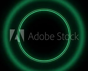 Animation of pulsing green double circle with black background. Circular shaped logos idea