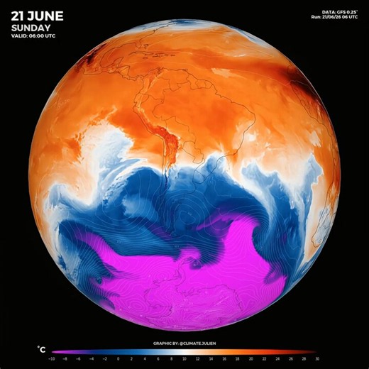 ⚠️One of the strongest cold outbreaks of 2026 is taking shape across South America - Widespread frost likely across Argentina, Uruguay, parts of Paraguay and southern Brazil. - Snow accumulations also possible in Sierras de Córdoba in Argentina and Serra Catarinense, Brazil.