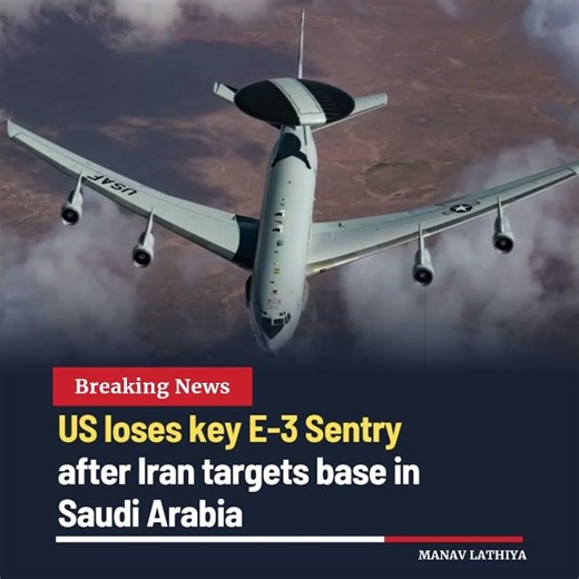 U.S. Loses Key E-3 Sentry Aircraft After Strike on Saudi Base #usa #iran #e3sentry #aircraft #shorts