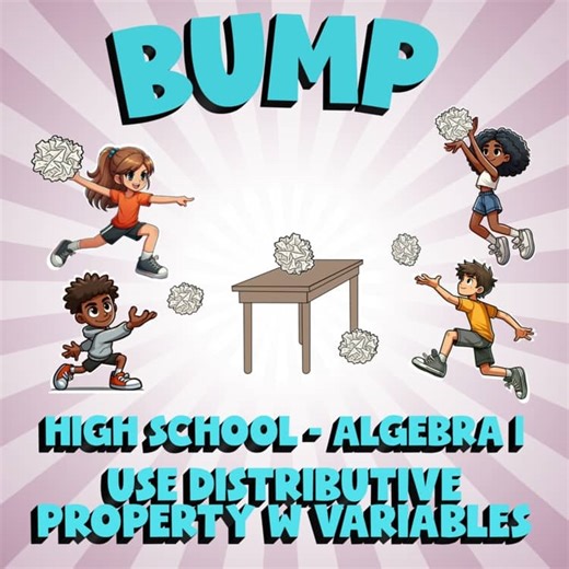Use Distributive Property w Variables BUMP Math Game - No Prep Algebra 1 Review