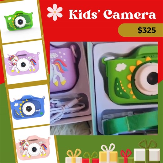 Here’s another playful and engaging ad idea for the KidzCam: 📸 Say Cheese, Little Explorers! 🦄 Unleash your child’s creativity with the KidzCam—the camera designed just for kids! Whether they’re capturing their favorite pet, a cool nature find, or a funny family moment, the KidzCam makes every photo an adventure. 🐶🌳🌈 Why Kids Love the KidzCam: 🎨 Creative Freedom: 💪 Built for Kids: 📸 Simple to Use: 🌟 Perfect for Any Occasion: Instock @ $325 4 patterns to choose from | Entice