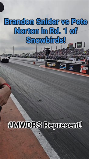 In round 1, Brandon Snider keeps the Mid-west rolling into round 2 as he takes down Pete Norton, who raced with us in his debut in Michigan this year! It's an #MWDRS face-off! #snowbirdoutlawnationals #dragracing #promod #racing #thefunseries #motorsport #dragrace | Mid-West Drag Racing Series