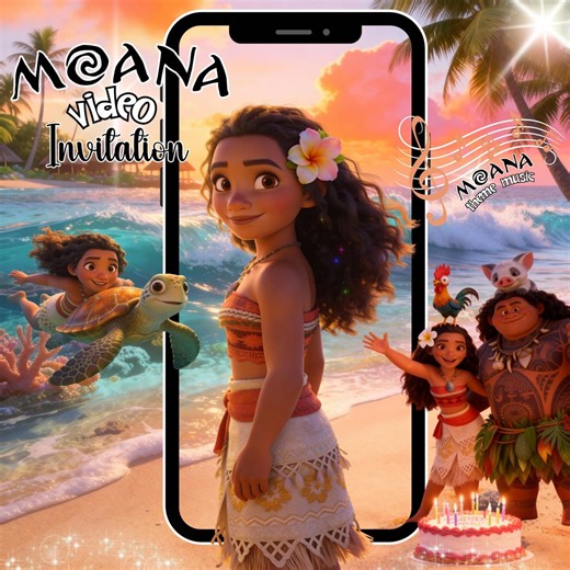 Moana Video Birthday Invitation: Animated Hawaiian Moana Party Evite (MP4 Digital Download) - Etsy Australia