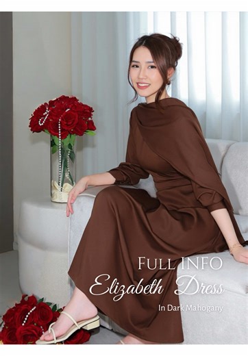 FULL INFO Elizabeth Dress in Dark Mahogany 🤎✨ #TiktokShop #RacunTiktok #dresswanita #dresslebaran #CapCut