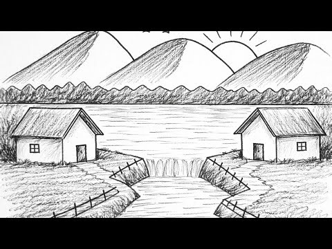 House pencil easy drawing ideas #how to draw amazing house river side drawing ideas #