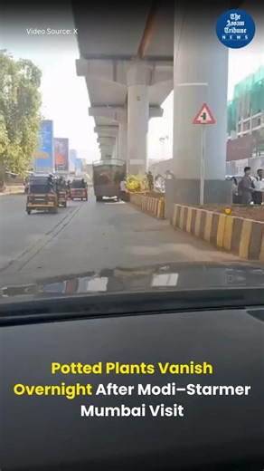 Potted plants that had lined Mumbai’s roads and footpaths for Prime Minister Narendra Modi and UK Prime Minister Keir Starmer’s visit vanished overnight soon after the two leaders departed on October 9. The greenery, along with banners and hoardings welcoming the dignitaries, was swiftly cleared by civic crews, sparking public criticism over priorities and the temporary nature of such beautification drives. During Starmer’s two-day trade visit, Modi joined him at the Global Fintech Fest 2025 in 