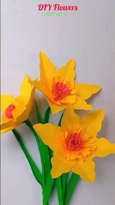 How to make daffodil flower || DIY daffodil paper flower tutorial #shorts #youtubeshorts #diy #craft