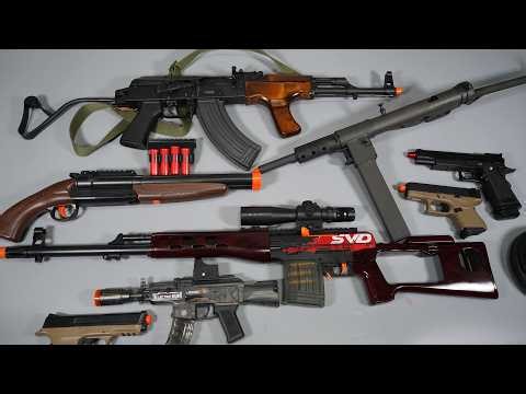 SVD Shell ejecting ToyGun Nerf Gun AK47 Airsoft Sten MK2 POV Reload - Realistic Toy Guns Collection