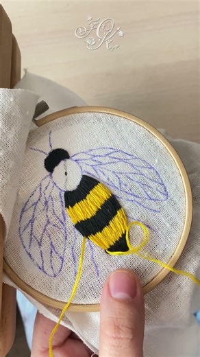 Пчёлка ✨🐝🪡 День 21 #365daysembroidery #diy #tutorials