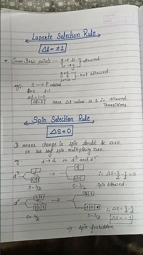 Selection rules (laporte and spin) in coordination chemistry🌚part -1