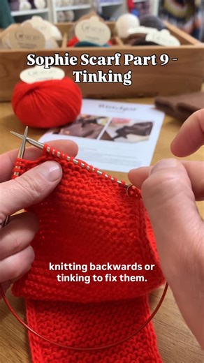 The Knit Lounge | Independent Yarn Store on Instagram: "#sophiescarf part 9! Fixing mistakes with tinking. I’ve seen a lot of people rip out their knitting to fix mistakes but the safer option (especially with an I-cord edge is tinking back. Tinking is just knitting backwards stitch by stitch until you get to your mistake. Handy for all knitting projects. More fixing videos to come! Official @petiteknit pattern and yarn available on our website ❤️ or get the ultimate Sophie Scarf kit #theknitlou