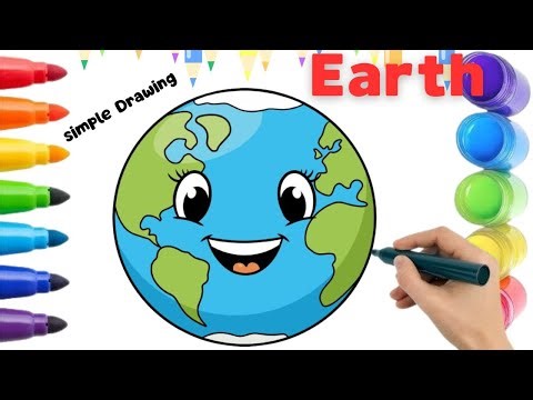 Earth Drawing For Kids🌍 || Drawing , Painting & Coloring For Kids and Toddlers_🌈🎨