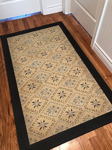 Early American Floorcloth. Primitive Floor Cloth. Folk Art Area Rug. Hand Painted Canvas Folk Art Area Rugs. - Etsy