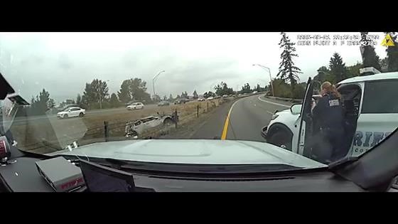VIDEO: Suspect going 100mph flips stolen car during police chase in Pierce Co.