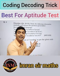 358K views · 6.6K reactions | Coding Decoding Trick | Reasoning Tricks | Maths Trick | imran sir maths Best For Aptitude Test #math #maths #trending #fbviral #reasoning #competitiveexam #aptitudetest #imransirmaths | Imran Sir Maths | Facebook