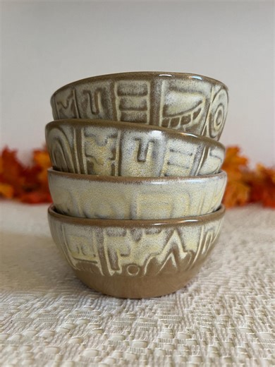 Vintage Frankoma Pottery Bowls – Set of 4 – Southwestern Pattern - Etsy