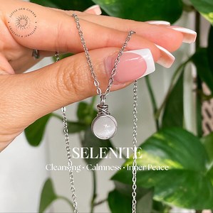 Selenite Necklace in Stainless Steel Chain | Healing Crystal Gift for Calmness, Peace, Cleansing and Clarity | Unisex Gift With Gift Box - Etsy