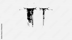 Letter U. Handwritten black and white time lapse drawing - animation of writing an alphabet symbol with a brush in black on a white background