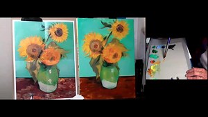 Paint-A-Long - Vase, Three Sun flowers