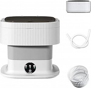 SEAHOME Upgraded Foldable Mini Washer, 10L Portable Washing Machine 3 Modes Deep Cleaning Half Automatic Mini Washing Machine for Underwear, Socks, Baby Clothes Perfect for Camping, Travelling (Grey)