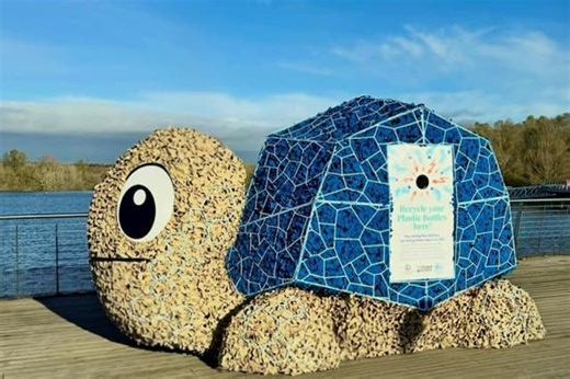 Rushden Lakes unveils recycled turtle sculpture and invites public to name it
