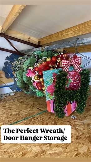 The storage hack you didn’t know you needed! Now you have to find a place to put this in your house or shop or storage place! . . #storagesolutions #wreathstorage #storageideas #hangingstorage #storingdecorations | Uncovering Treasures