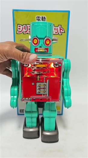 Complete Functional Battery Operated Tin Toy Cylinder Robot (Metal House Japan)