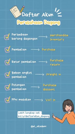 Daftar Akun Perusahaan Dagang dalam Bahasa Inggris