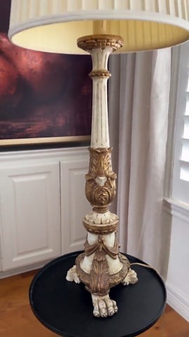 Vintage Florentine Table Lamp: Gold Gilt Empire Style, Optional Lampshade