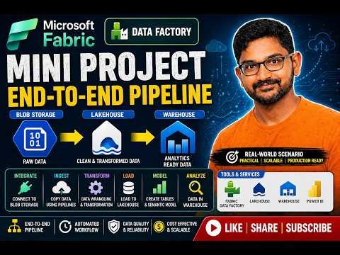 27. Microsoft Fabric Data Factory Mini Project End-to-End Pipeline (Blob to Lakehouse to Warehouse)