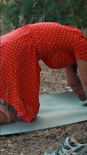 RELAX STRETCHING IN A RED DRESS | EVELINA IN THE FOREST
